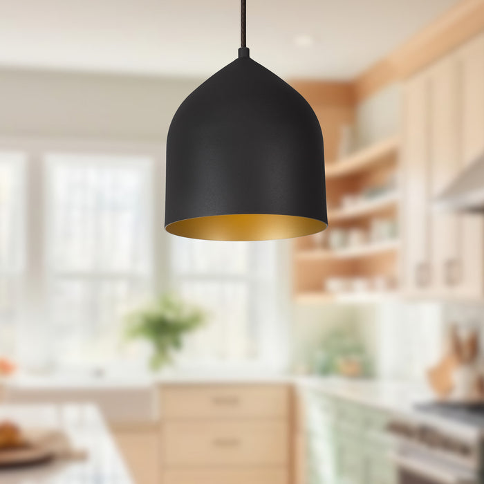 Helena LED Pendant Black/Gold-Mini Pendants-Kuzco Lighting-Lighting Design Store