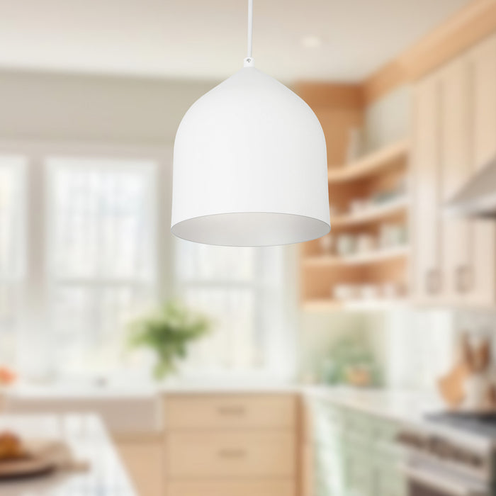 Helena LED Pendant White/Silver-Mini Pendants-Kuzco Lighting-Lighting Design Store