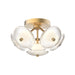 Hera LED Flush Mount Brushed Gold/Clear Ribbed Glass-Semi-Flush Mts.-Alora-Lighting Design Store