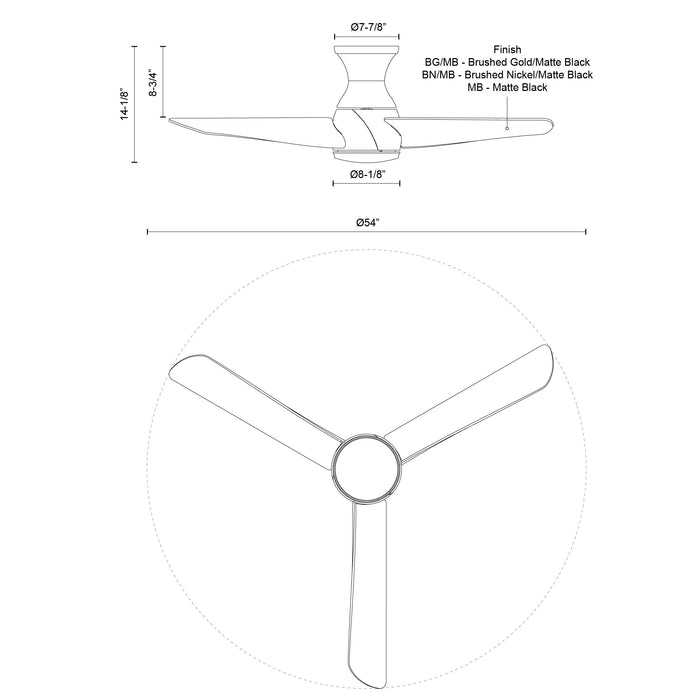 Thalia 54"Hugger Fan Matte Black-Fans-Kuzco Lighting-Lighting Design Store