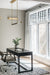 Modern home office with a desk, chair, and large window.