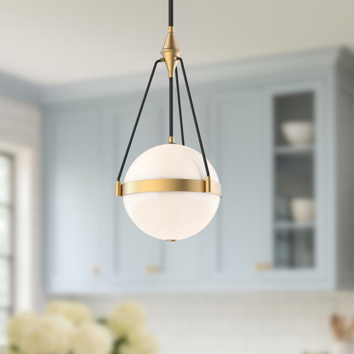 Harmony Three Light Pendant Brushed Gold/Glossy Opal Glass-Pendants-Alora-Lighting Design Store