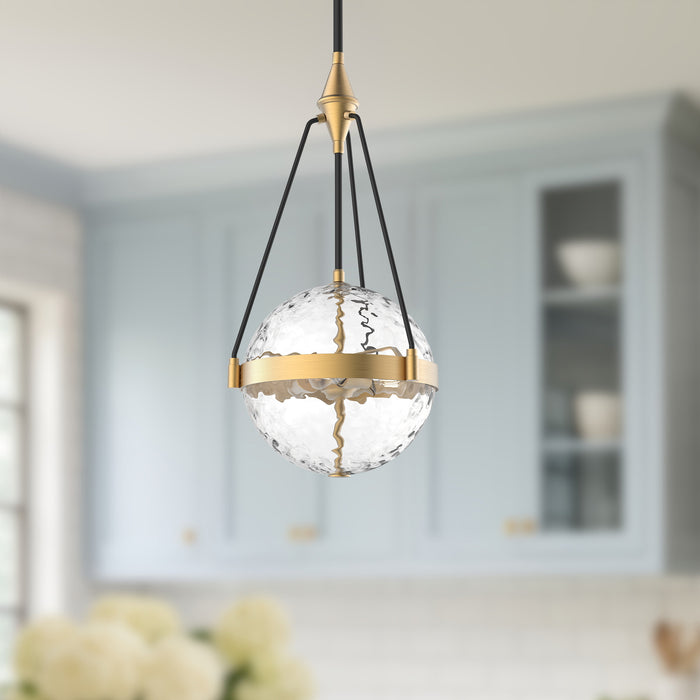 Harmony Three Light Pendant Brushed Gold/ Clear Water Glass-Pendants-Alora-Lighting Design Store