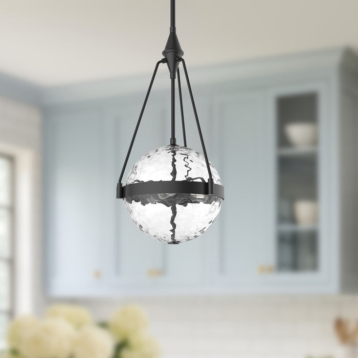 Harmony Three Light Pendant Matte Black/Clear Water Glass-Pendants-Alora-Lighting Design Store
