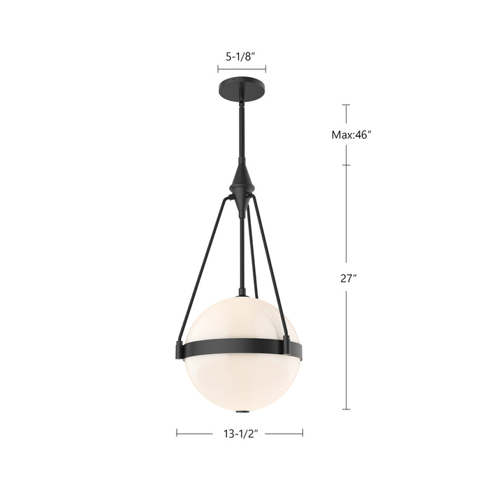 Harmony Three Light Pendant Matte Black/Glossy Opal Glass-Pendants-Alora-Lighting Design Store