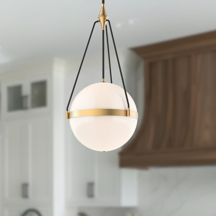 Harmony Four Light Pendant Brushed Gold/Glossy Opal Glass-Pendants-Alora-Lighting Design Store