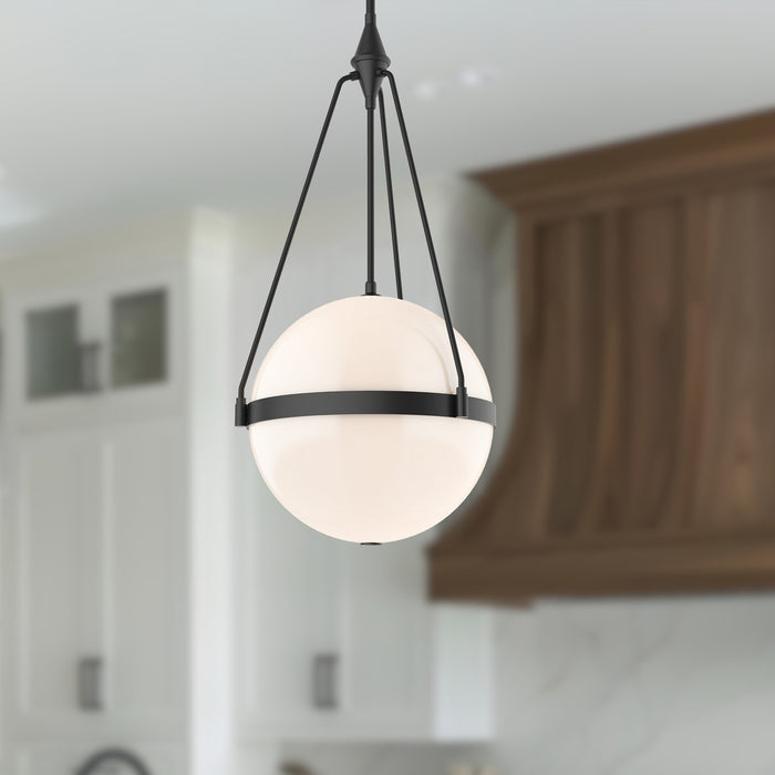 Harmony Four Light Pendant Matte Black/Glossy Opal Glass-Pendants-Alora-Lighting Design Store