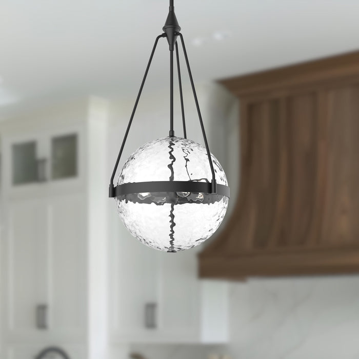 Harmony Four Light Pendant Matte Black/Clear Water Glass-Pendants-Alora-Lighting Design Store