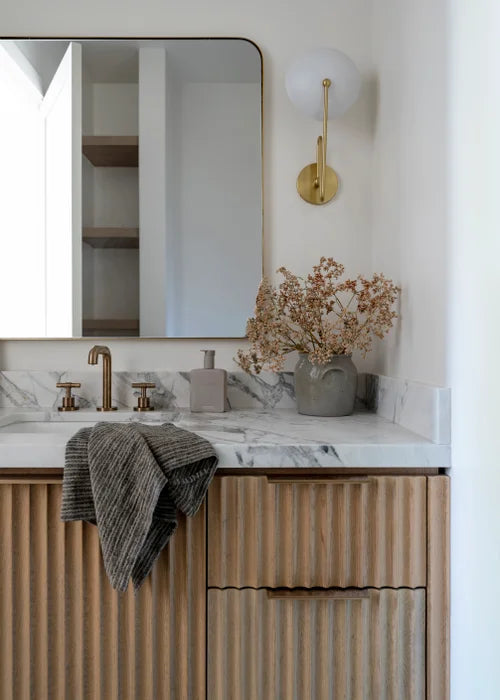 Hattie One Light Wall Sconce Aged Brass/Textured White-Sconces-Mitzi-Lighting Design Store