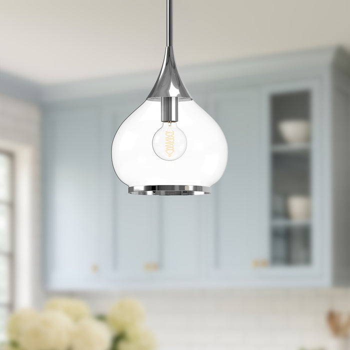 Hazel One Light Pendant Chrome/Clear Glass-Mini Pendants-Alora-Lighting Design Store