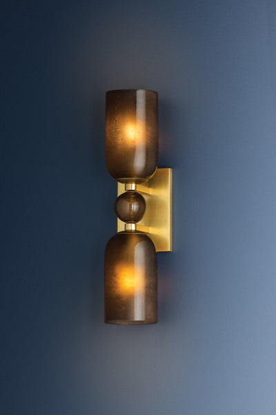 Hurleyville Two Light Wall Sconce Aged Brass-Sconces-Hudson Valley-Lighting Design Store