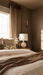 Angled view of bed with brown walls surrounding