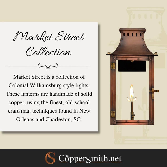 Market Street 21" Pre-lit Gas Outdoor Wall Sconce-Exterior-Coppersmith-Lighting Design Store