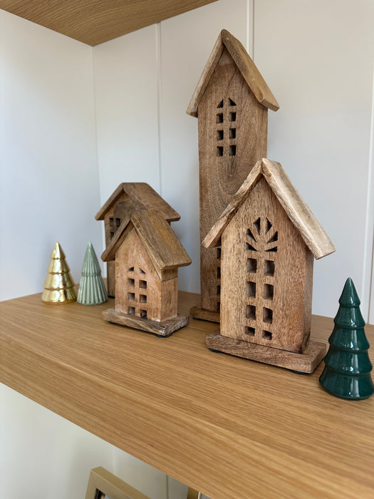 Mango Wood Houses, Set of 7-Home Accents-Creative Co-op-Lighting Design Store