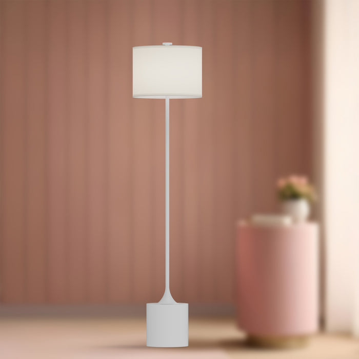 Issa One Light Floor Lamp White/Ivory Linen-Lamps-Alora-Lighting Design Store