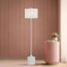 Issa One Light Floor Lamp White/Ivory Linen-Lamps-Alora-Lighting Design Store