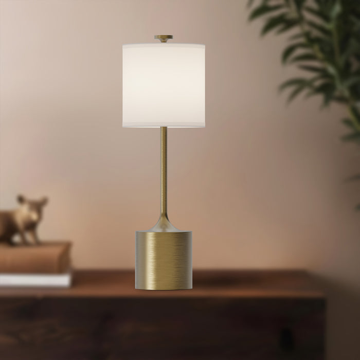 Issa One Light Table Lamp Brushed Gold/Ivory Linen-Lamps-Alora-Lighting Design Store