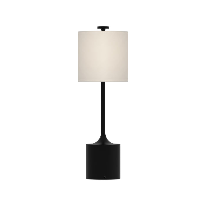 Issa One Light Table Lamp Matte Black/Ivory Linen-Lamps-Alora-Lighting Design Store