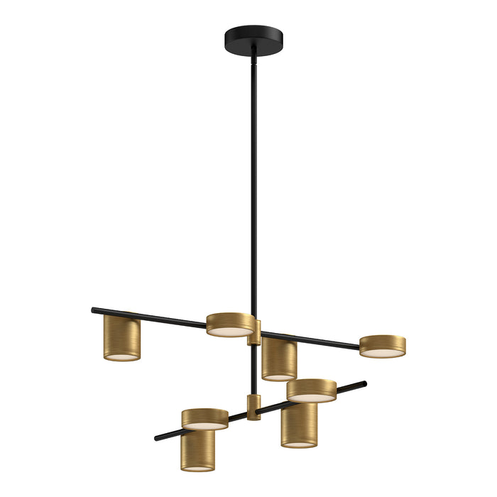Jayden LED Linear Pendant Black/Brushed Gold-Large Chandeliers-Kuzco Lighting-Lighting Design Store