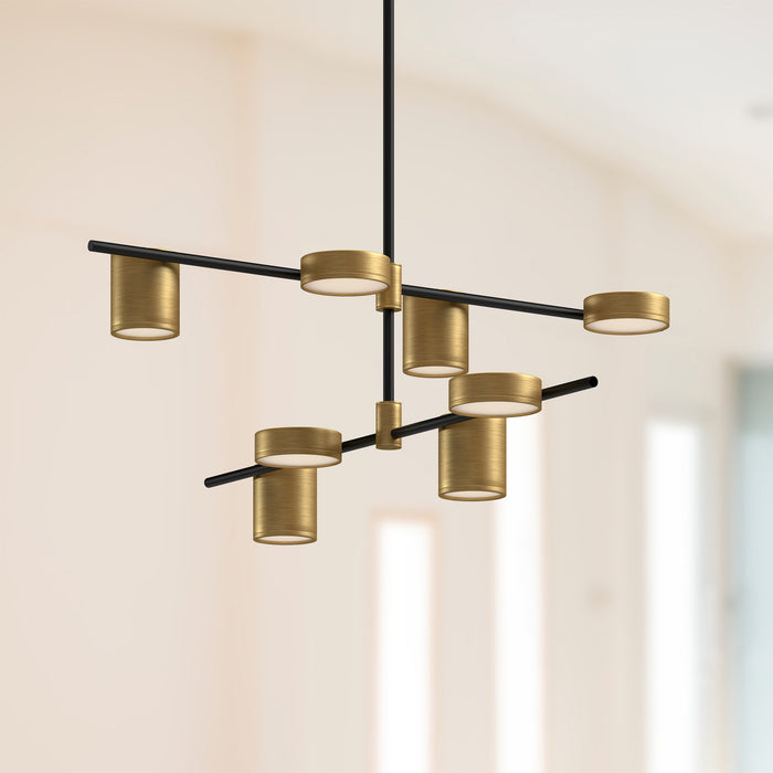 Jayden LED Chandelier Black/Brushed Gold-Large Chandeliers-Kuzco Lighting-Lighting Design Store