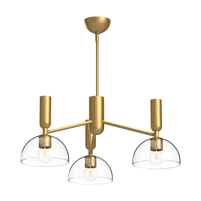 Jude Three Light Chandelier Brushed Gold/Clear Glass-Mid. Chandeliers-Alora-Lighting Design Store