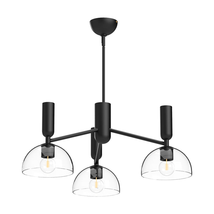 Jude Three Light Chandelier Clear Glass/Matte Black-Mid. Chandeliers-Alora-Lighting Design Store