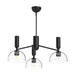 Jude Three Light Chandelier Clear Glass/Matte Black-Mid. Chandeliers-Alora-Lighting Design Store