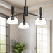 Jude Three Light Chandelier Clear Glass/Matte Black-Mid. Chandeliers-Alora-Lighting Design Store
