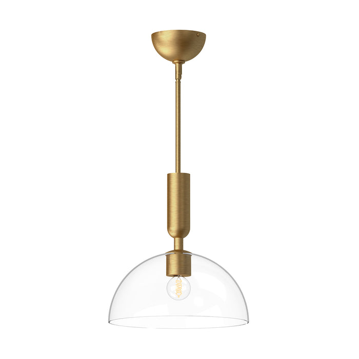 Jude One Light Pendant Brushed Gold/Clear Glass-Pendants-Alora-Lighting Design Store