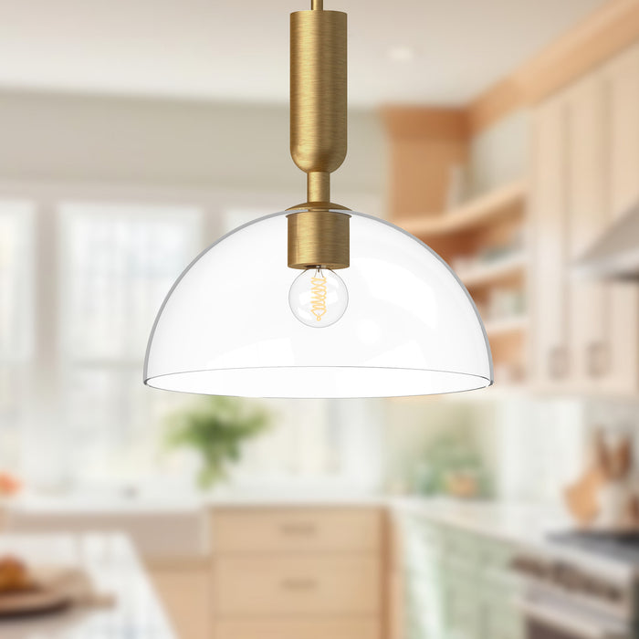 Jude One Light Pendant Brushed Gold/Clear Glass-Pendants-Alora-Lighting Design Store