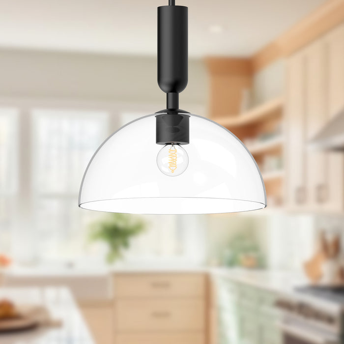 Jude One Light Pendant Clear Glass/Matte Black-Pendants-Alora-Lighting Design Store