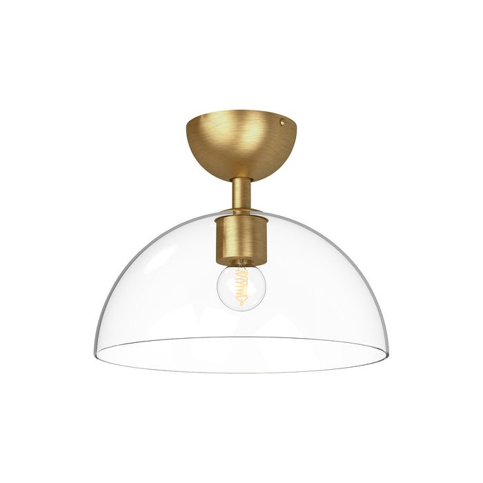 Jude One Light Semi-Flush Mount Brushed Gold/Clear Glass-Semi-Flush Mts.-Alora-Lighting Design Store