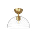 Jude One Light Semi-Flush Mount Brushed Gold/Clear Glass-Semi-Flush Mts.-Alora-Lighting Design Store