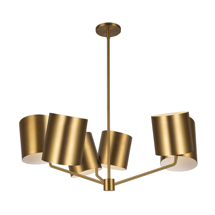 Keiko Six Light Chandelier Brushed Gold-Mid. Chandeliers-Kuzco Lighting-Lighting Design Store