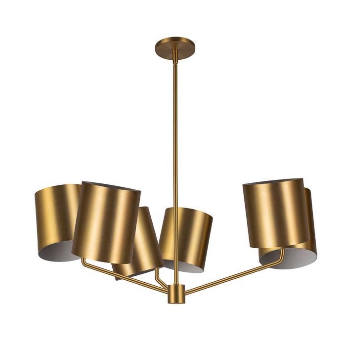 Keiko Six Light Chandelier Brushed Gold-Mid. Chandeliers-Kuzco Lighting-Lighting Design Store