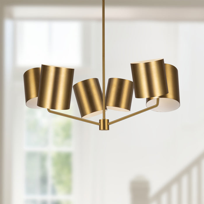 Keiko Six Light Chandelier Brushed Gold-Mid. Chandeliers-Kuzco Lighting-Lighting Design Store