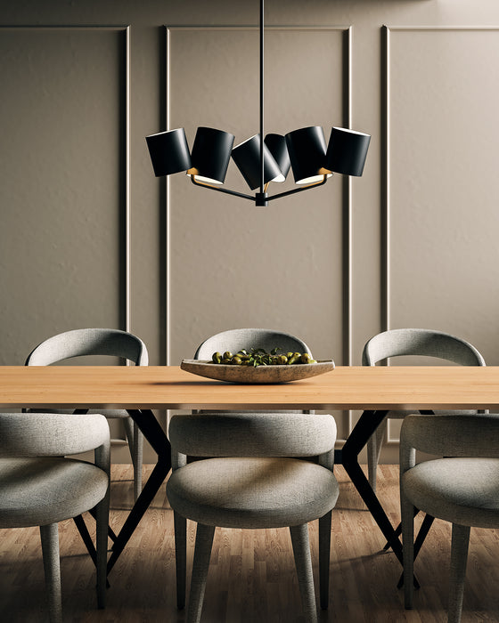 Keiko Six Light Chandelier Black-Mid. Chandeliers-Kuzco Lighting-Lighting Design Store