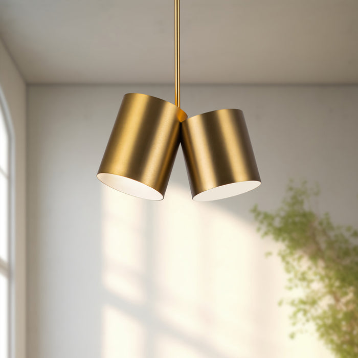 Keiko Two Light Pendant Brushed Gold-Mini Chandeliers-Kuzco Lighting-Lighting Design Store