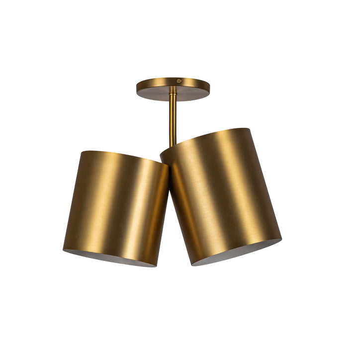 Keiko Two Light Semi-Flush Mount Brushed Gold-Semi-Flush Mts.-Kuzco Lighting-Lighting Design Store