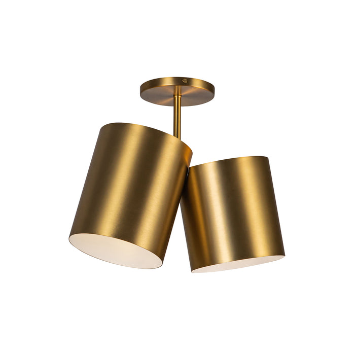 Keiko Two Light Semi-Flush Mount Brushed Gold-Semi-Flush Mts.-Kuzco Lighting-Lighting Design Store