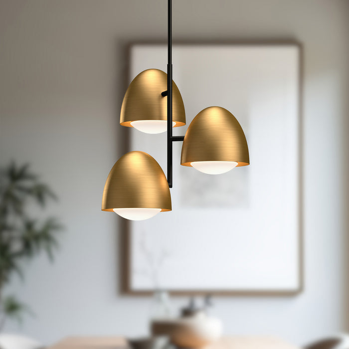 Kenji One Light Chandelier Aged Gold/Opal Matte Glass-Mid. Chandeliers-Alora-Lighting Design Store