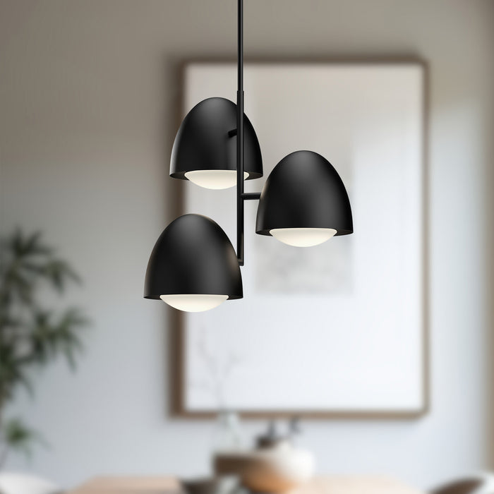 Kenji One Light Chandelier Matte Black/Opal Matte Glass-Mid. Chandeliers-Alora-Lighting Design Store
