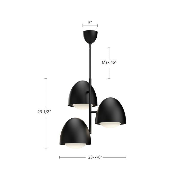 Kenji One Light Chandelier Matte Black/Opal Matte Glass-Mid. Chandeliers-Alora-Lighting Design Store