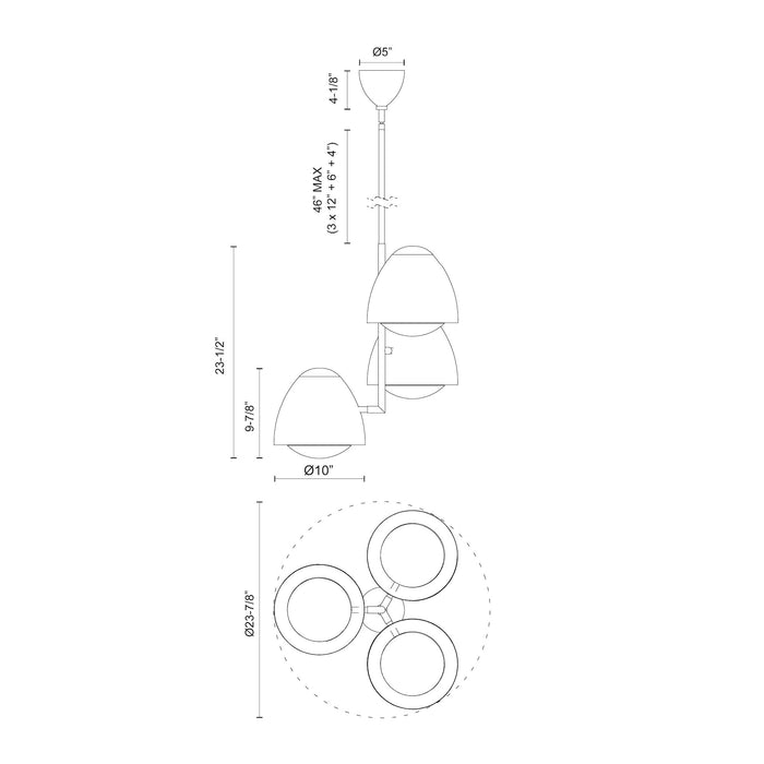 Kenji One Light Chandelier Matte Black/Opal Matte Glass-Mid. Chandeliers-Alora-Lighting Design Store