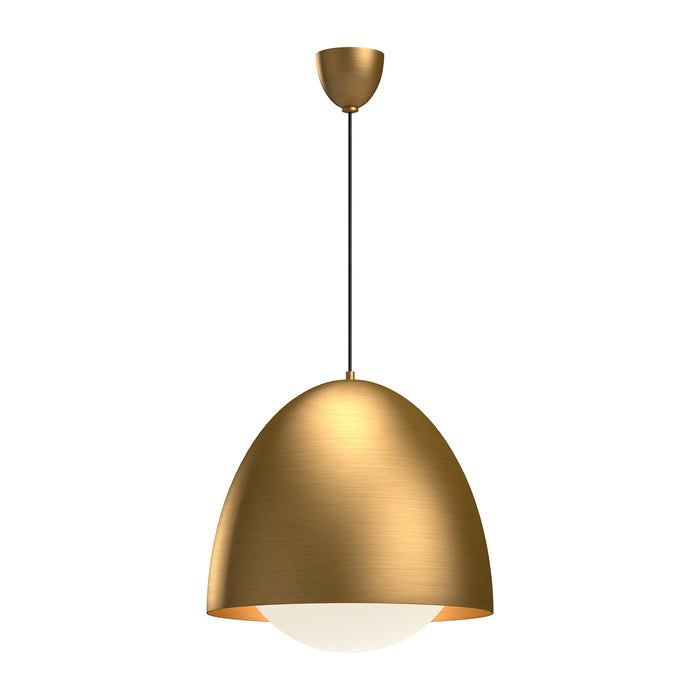 Kenji One Light Pendant Aged Gold/Opal Matte Glass-Pendants-Alora-Lighting Design Store