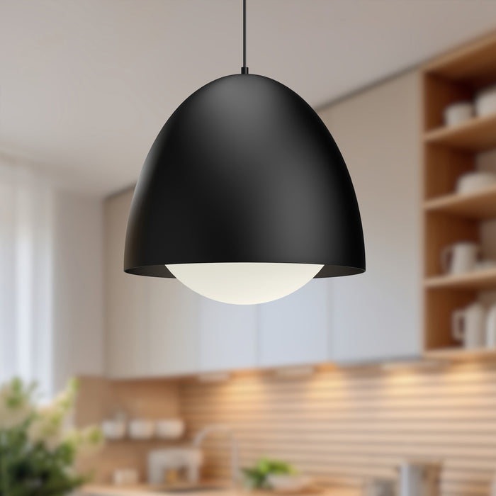 Kenji One Light Pendant Matte Black/Opal Matte Glass-Pendants-Alora-Lighting Design Store