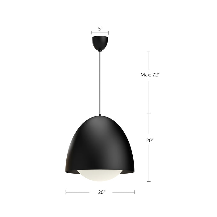 Kenji One Light Pendant Matte Black/Opal Matte Glass-Pendants-Alora-Lighting Design Store