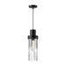 Kent One Light Pendant Clear Ribbed Glass/Matte Black-Mini Pendants-Alora-Lighting Design Store