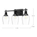 Kingsley Three Light Bathroom Fixtures Clear Glass/Matte Black-Bathroom Fixtures-Alora-Lighting Design Store