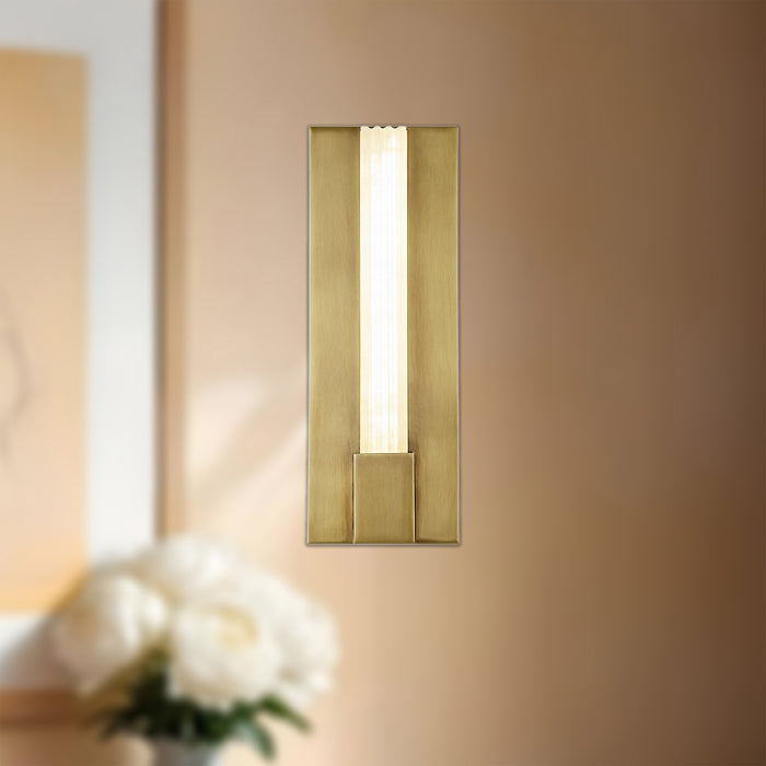 Kismet LED Vanity Vintage Brass/Alabaster-Sconces-Alora-Lighting Design Store